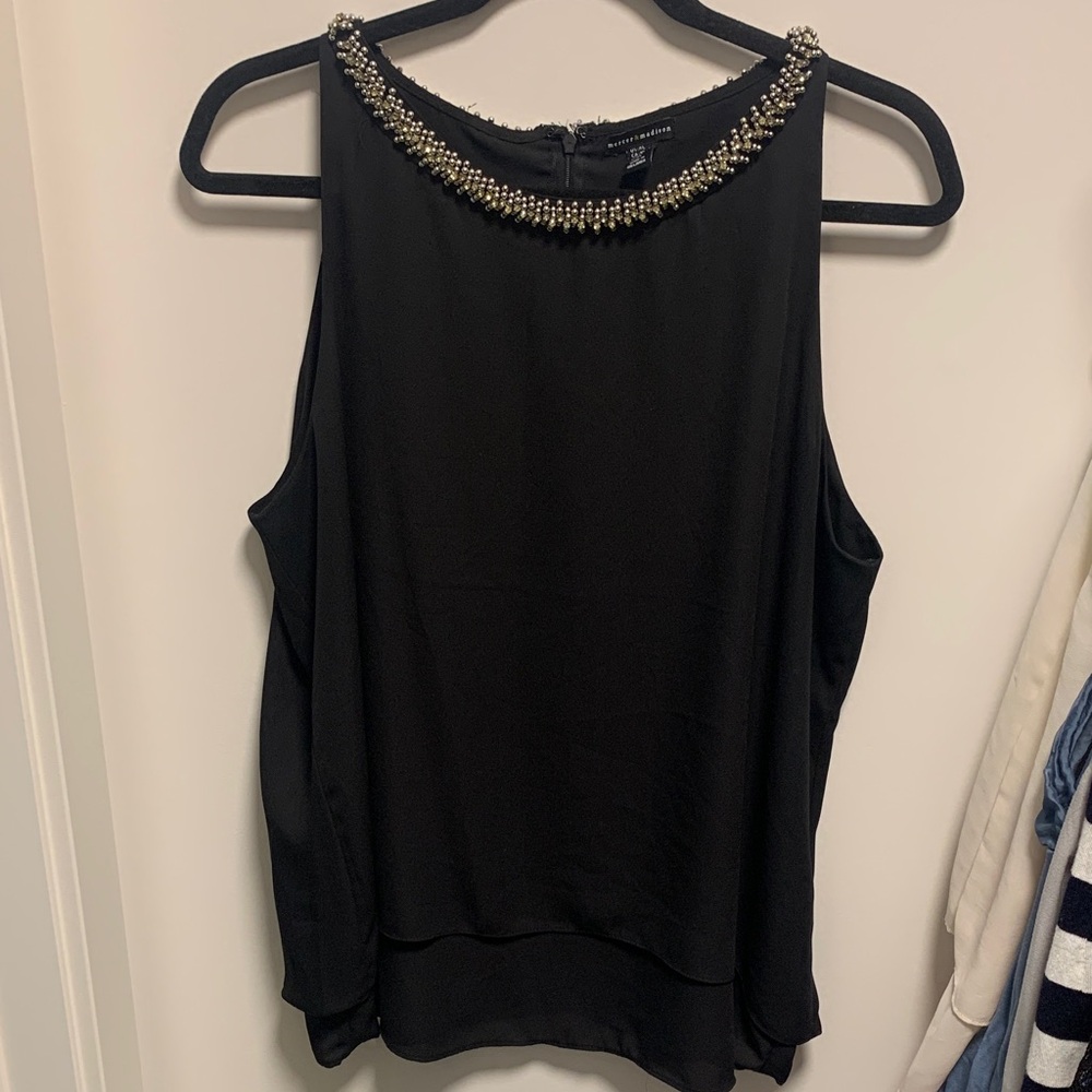 Mercer & Madison Black Embellished Tank Top